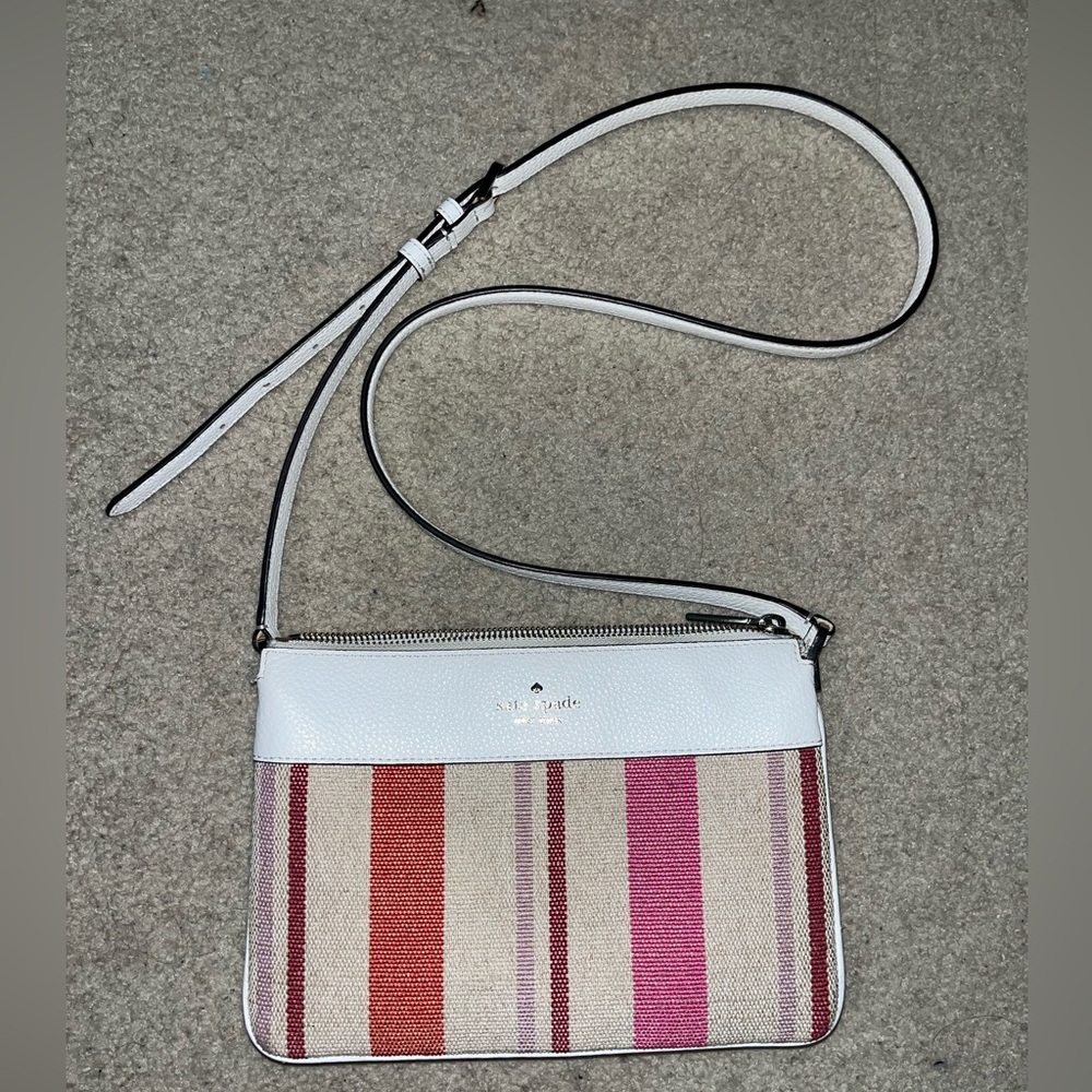 Kate Spade Leila Striped Canvas Triple Gusset Crossbody
